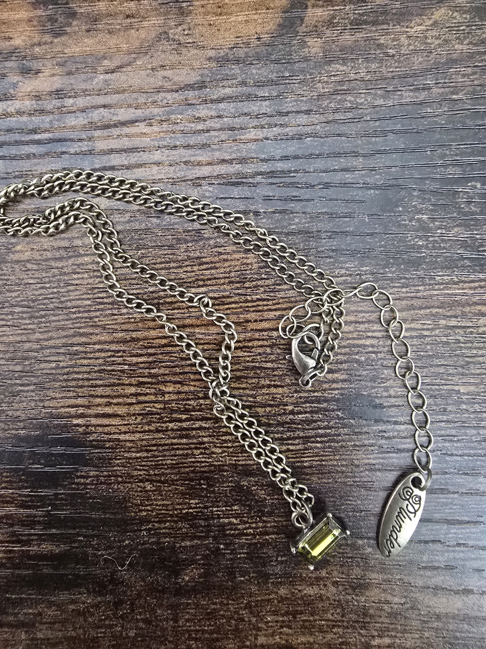 Plunder Olive Green Crystal Pendant Necklace